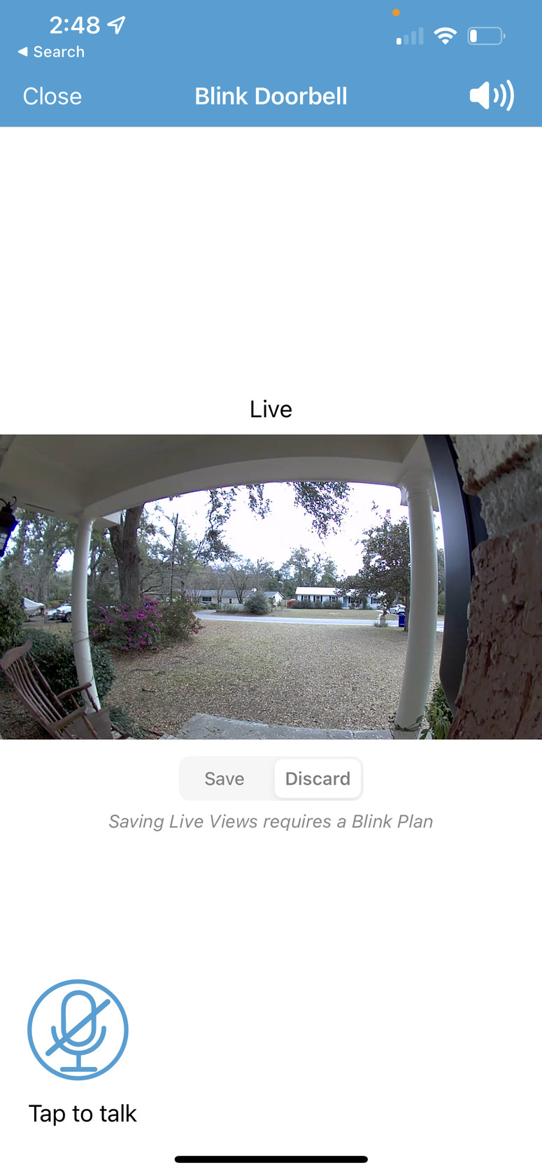 Blink Doorbell Live View