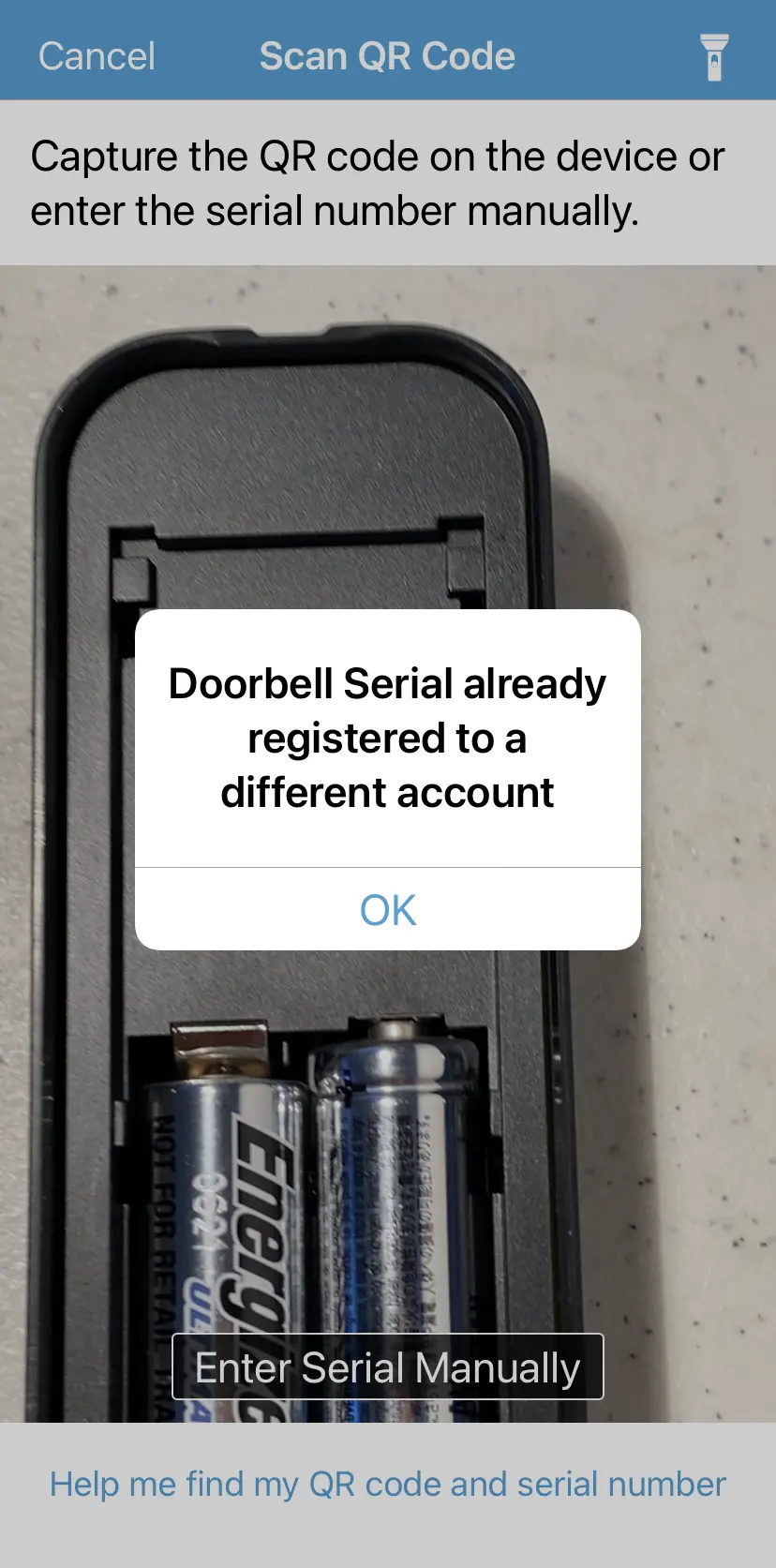 blink doorbell already registered to another account