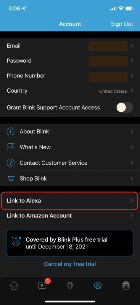 link blink to alexa