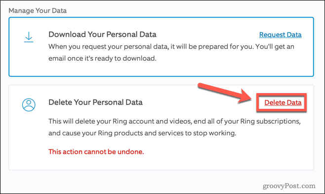 delete ring account data