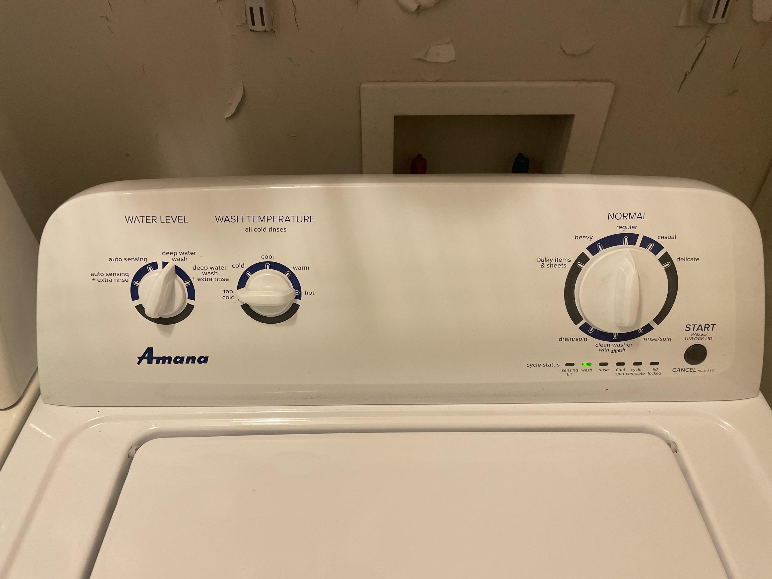 amana washer sensing fill light flashing